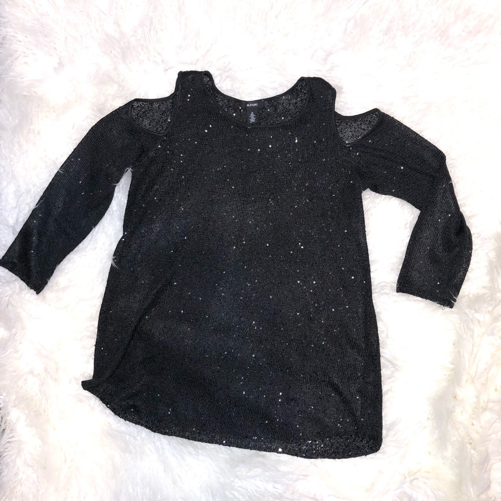 Alfani Sparkly cold shoulder long sleeve